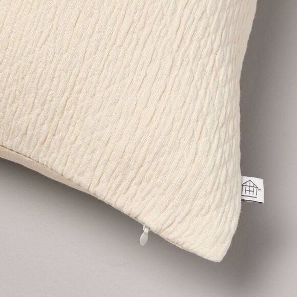 26"x26" Micro Diamond Textured Euro Pillow Cream - Cream - Picture 4 of 4